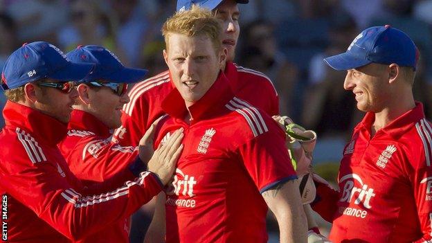 England all-rounder Ben Stokes (centre)