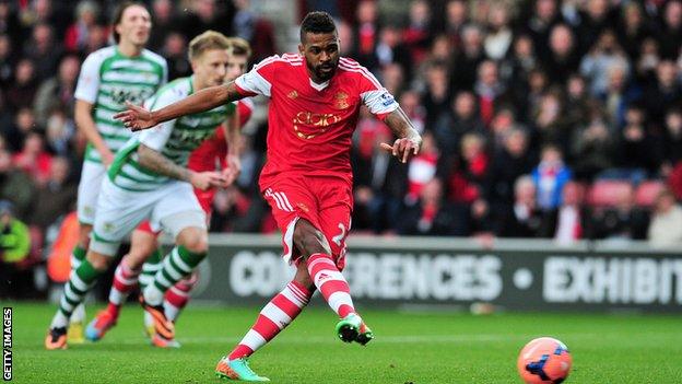 Southampton's Guly Do Prado scores a penalty against Yeovil Town