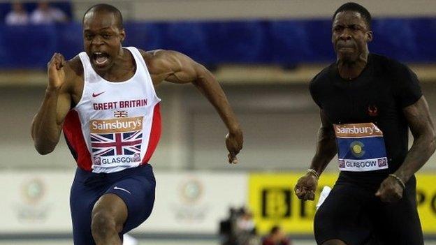 James Dasaolu (left) beats Dwain Chambers