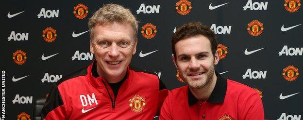 Juan Mata and David Moyes