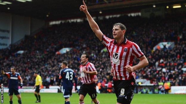 Sheffield United's Chris Porter celebrates scoring against Fulham in the FA Cup