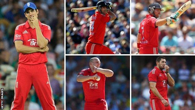 Alistair Cook, Kevin Pietersen, Ian Bell, James Treadwell, Ian Bresnan