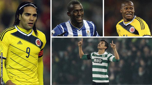 (left to right) Radamel Falcao Garcia, Jackson Martinez, Victor Ibarbo, Fredy Montero