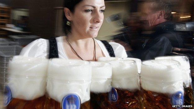 A waitress at Munich's Oktoberfest