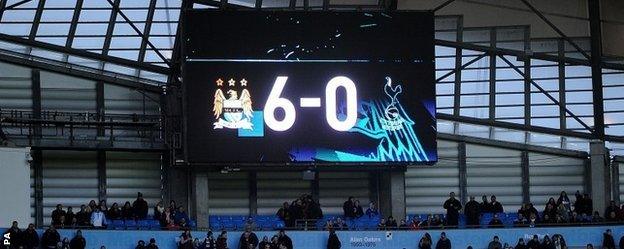 Manchester City thrashed Tottenham 6-0 at Etihad Stadium in November