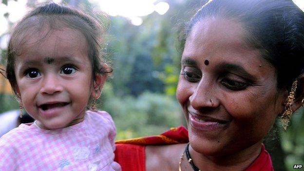 Viju holding Goli when she was one year old