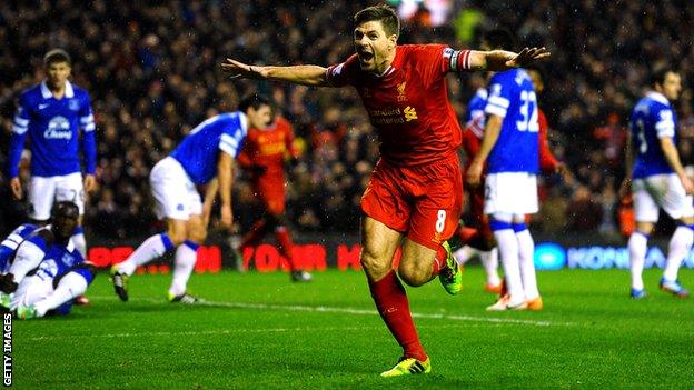 Steven Gerrard celebrates