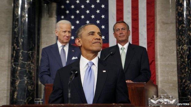 US President Barack Obama delivering the State of Union address