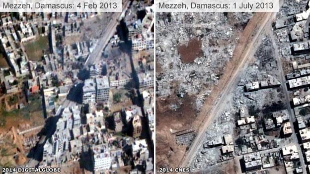 Destruction in Mezzeh, Damascus