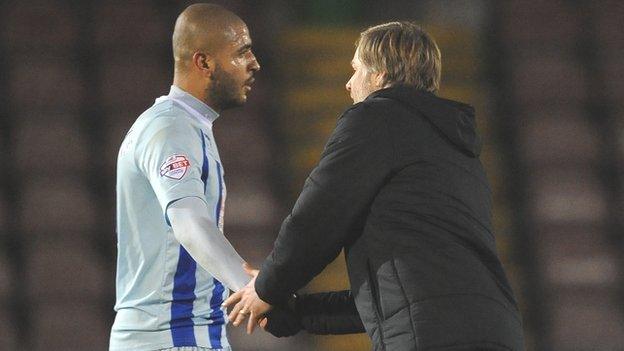 Coventry City striker Leon Clarke and manager Steven Pressley in happier times