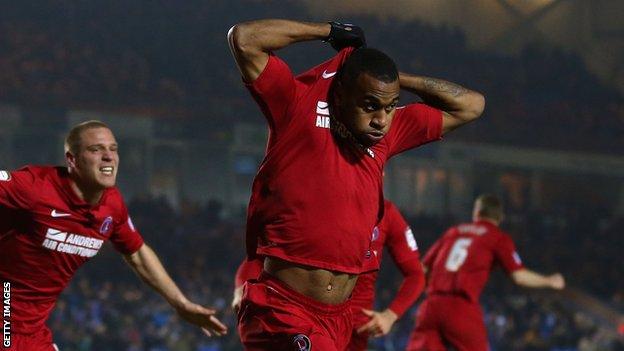 Danny Haynes celebrates while with Charlton