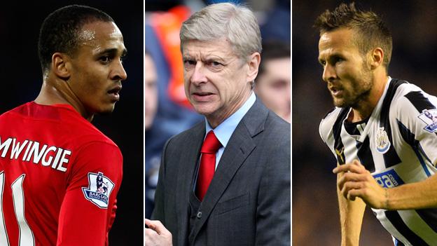 Peter Odemwingie, Arsene Wenger and Yohan Cabaye