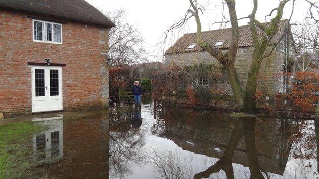 Elizabeth Nightingale's house surrounded by flood water