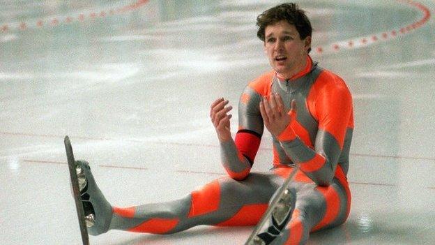 Dan Jansen after a fall in the 1000m race, Calgary 1988