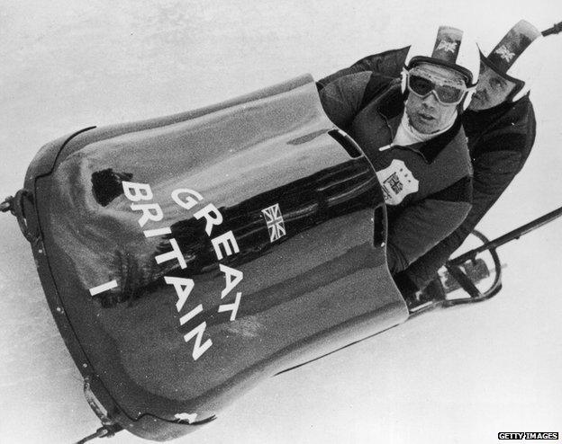 Nash and Dixon in their bobsled, 1964