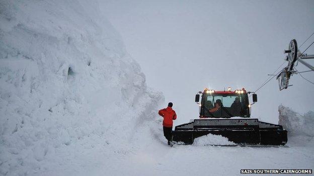 Banks of cleared snow at Glenshee's Caenlochan tow