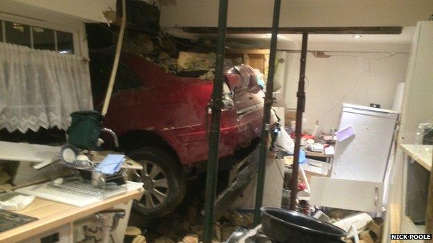 Car crashed into house in Royston