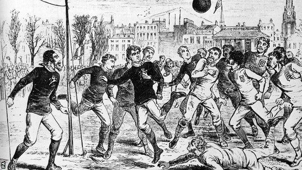 A drawing of England v Scotland from 1878