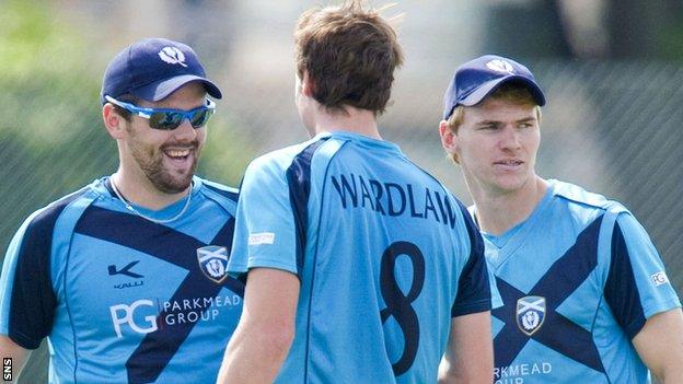 Scotland's cricketers celebrating