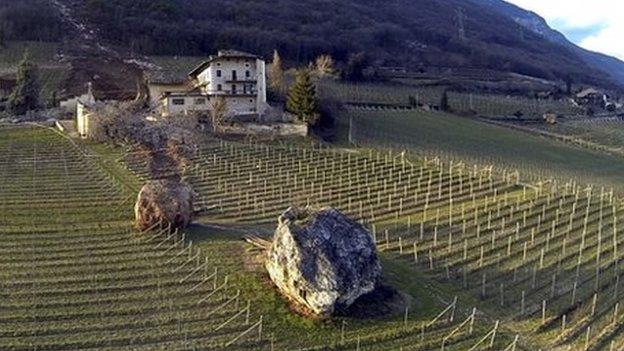 The boulder came to rest near a rock that had been dislodged many years previously