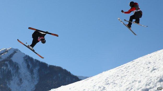 Skiers in Rosa Khutor
