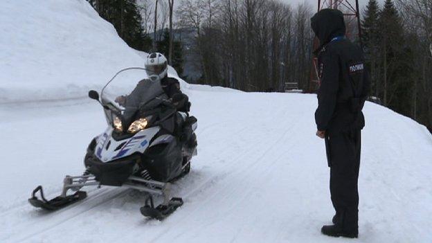 Police on skidoos in Sochi