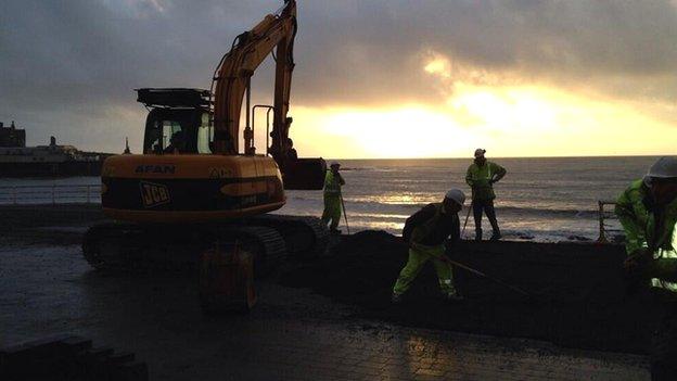 Preparations on Aberystwyth seafront