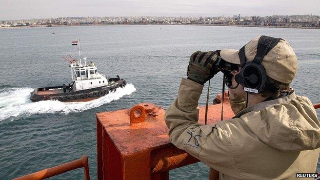 Norwegian frigate Helge Ingstad in Latakia