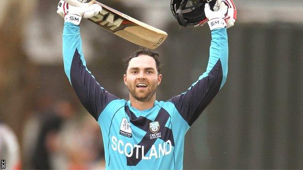 Preston Mommsen celebrates his century against UAE