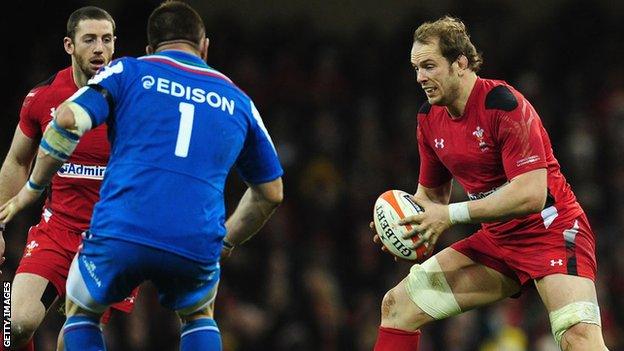 Alun Wyn Jones in action against Italy in Cardiff