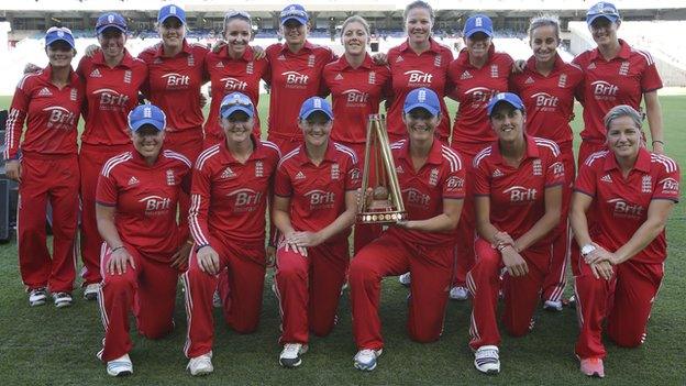 England with the Women's Ashes trophy