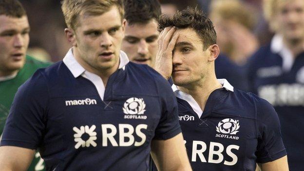 Scotland players show their disappointment