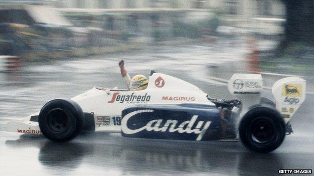 Ayrton Senna in his Toleman-Hart TG184 - 1984