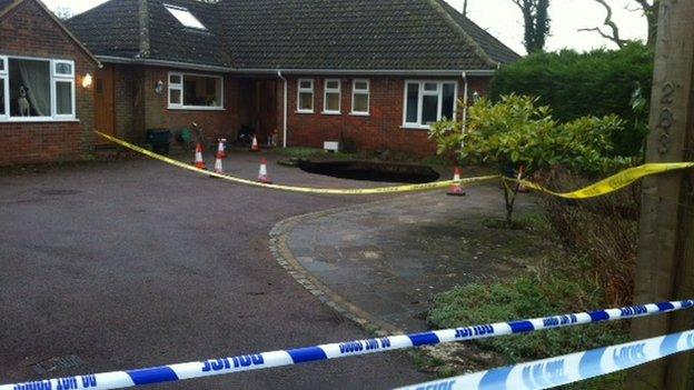 Cordoned off sink hole