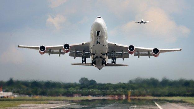 Aircraft taking off at Gatwick Airport