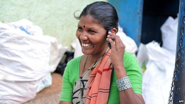 File photo of Indian woman talking on phone