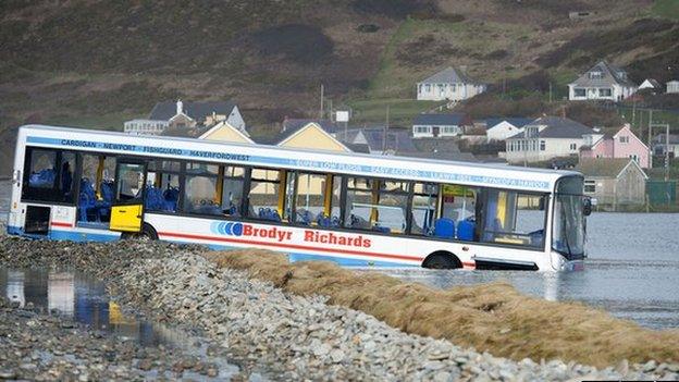 Stranded bus at Newgale, Pembrokeshire