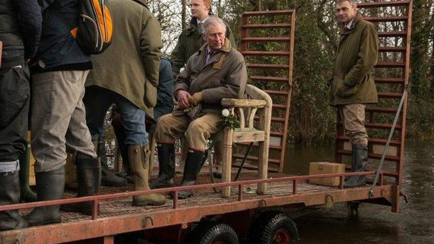 Prince Charles in Somerset on 4 February 2014