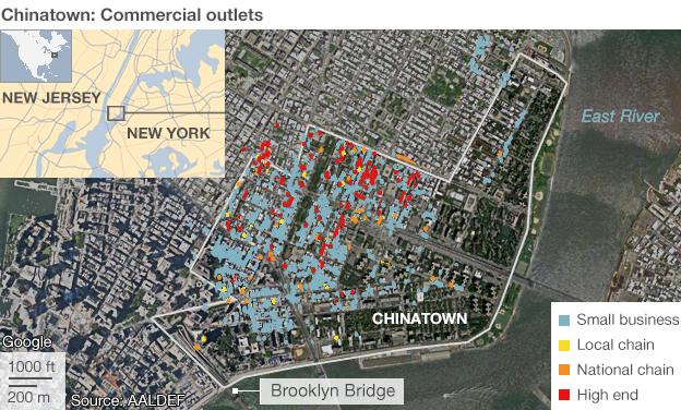 Commercial outlets in Chinatown, New York