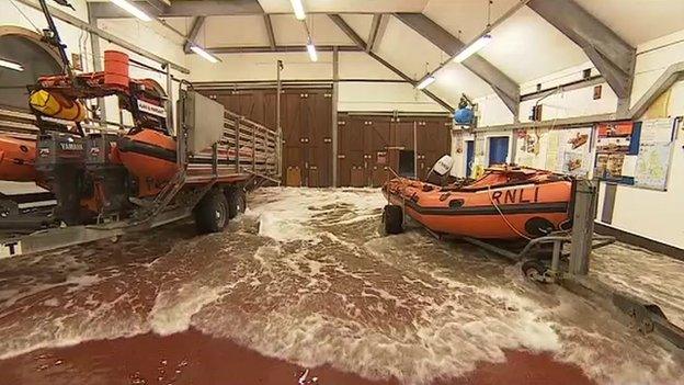 Looe lifeboat station flood