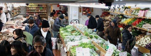 Basement market in Chinatown, New York