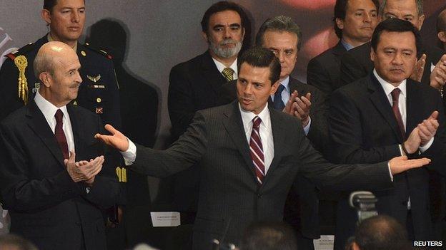 President Enrique Pena Nieto unveils his initiative for Michoacan. 4 Feb 2014