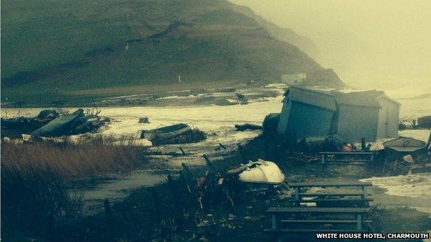 Storm damage in Charmouth