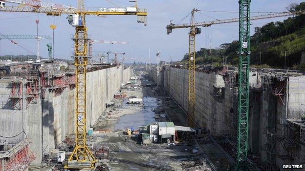 A view of the construction site of the Panama Canal Expansion project on 15 January, 2014