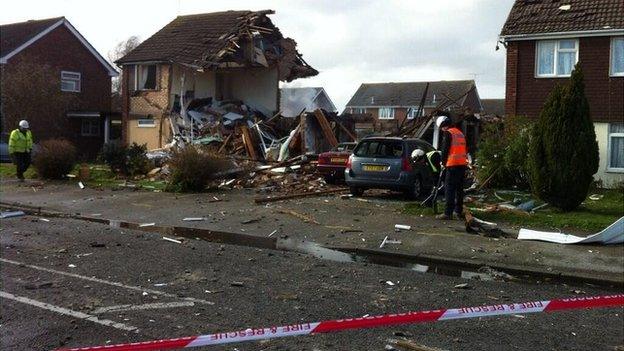 Scene of gas blast in Cloes Lane, Clacton