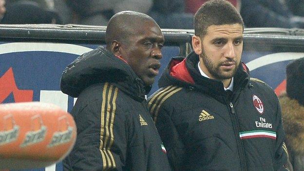 Adel Taarabt (right) with AC Milan coach Clarence Seedorf