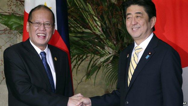 Japanese Prime Minister Shinzo Abe and Philippine President