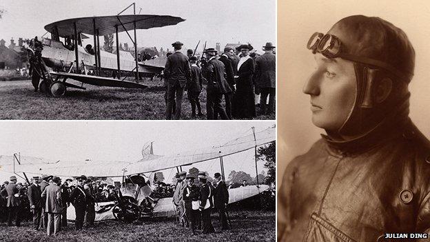 Ding in his plane and portrait