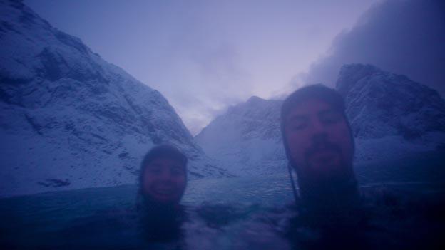 Arctic surfers Inge Wegge and Jorn Ranum