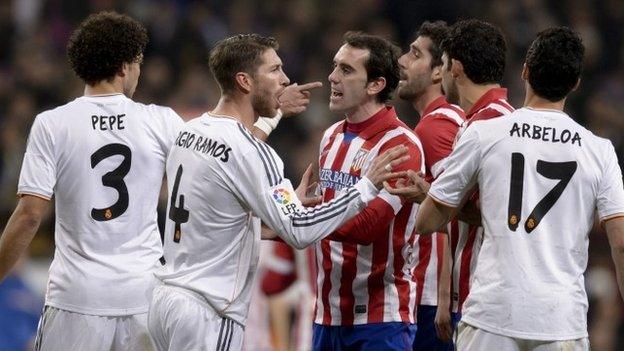 real madrid and atletico players argue